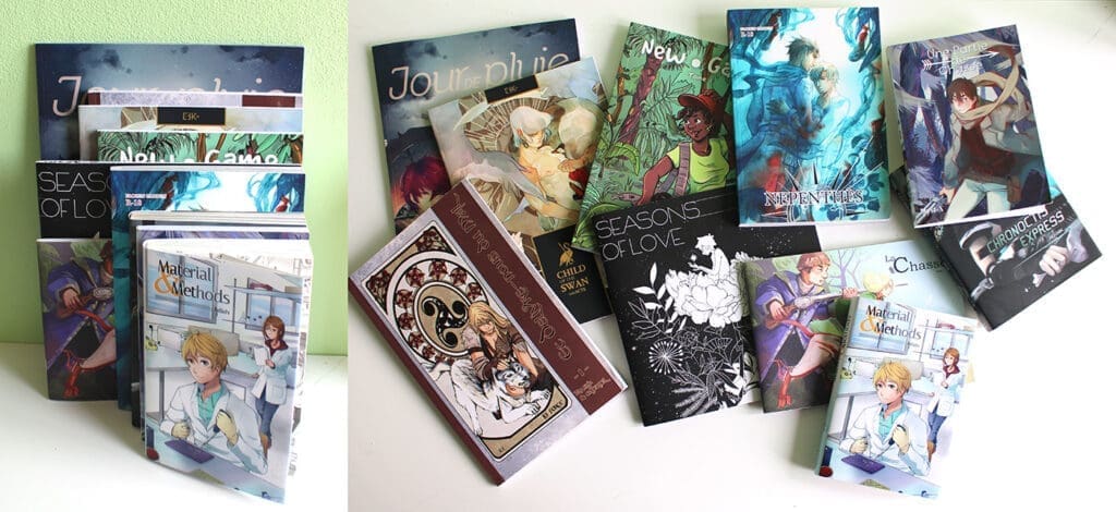 exemples de la variété du format papier des livres et BD en autoédition,