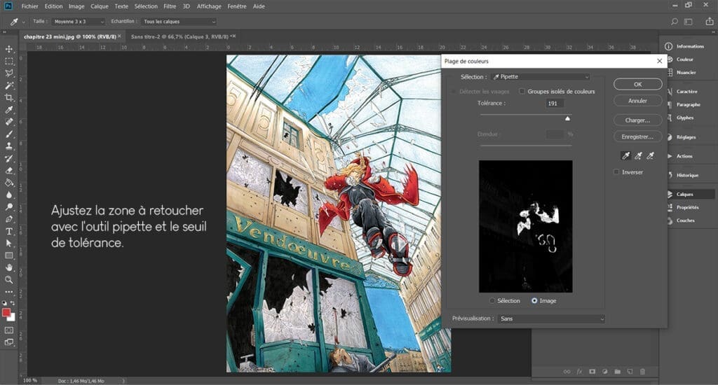 L'outil "plage de couleurs" peut être utile pour retoucher son image sur Photoshop !