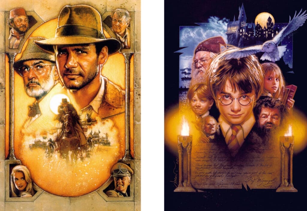 Composition géométrique : Drew Struzan poster d’Indiana Jones et d’Harry Potter