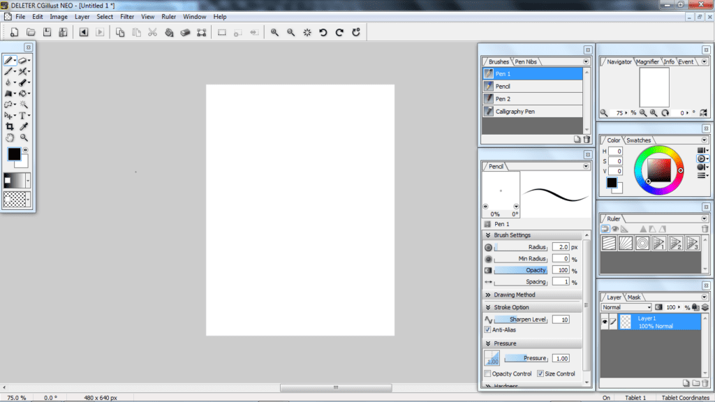 interface logiciel dessin Deleter CGIllust Neo