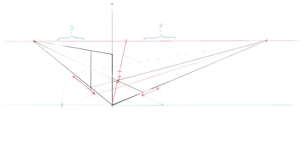 Comment construire approximativement une grille en 3 dimensions dans une perspective à 2 points de fuite.