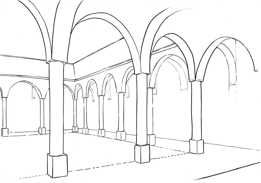 Faire une illustration en perspective à 2 points de fuite, étape par étape : la mise au propre.