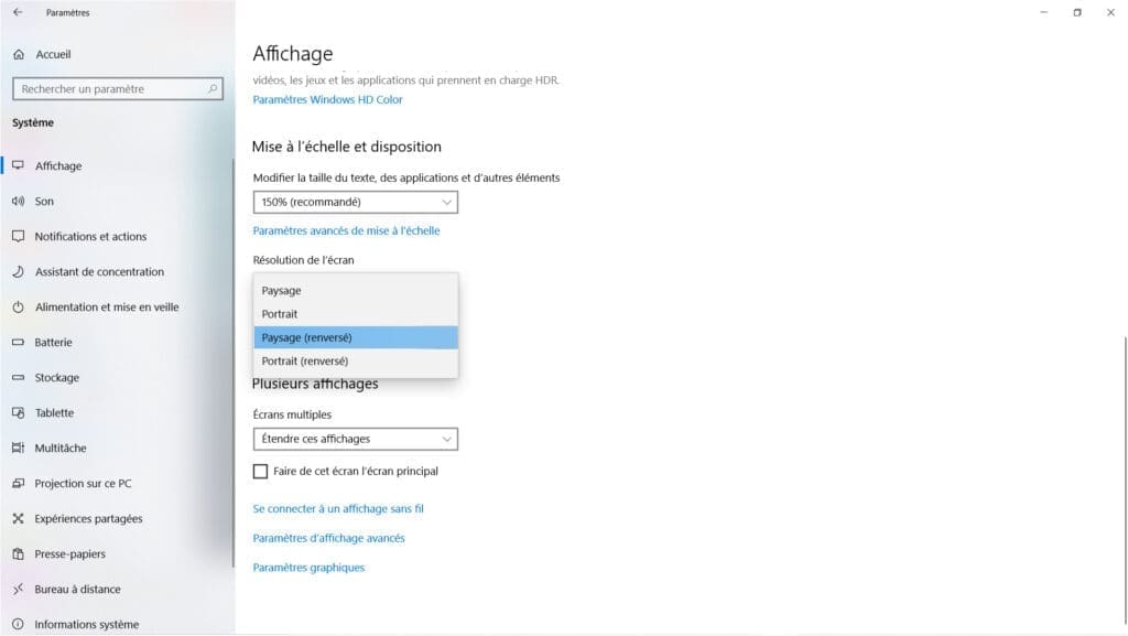 paramétrage de la Kamvas 16 (2021) en mode gaucher