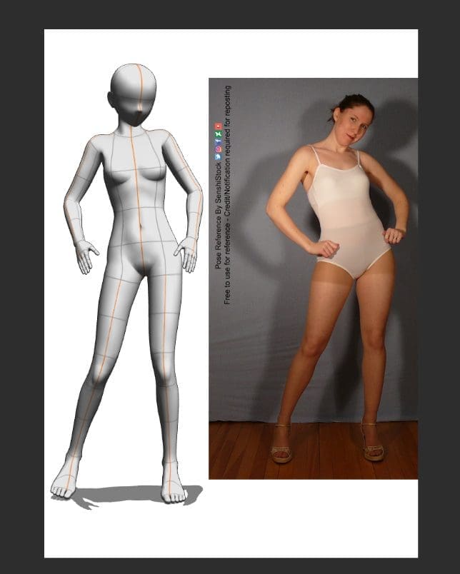 exemple d'utilisation des mannequins 3D sur CLIP STUDIO PAINT