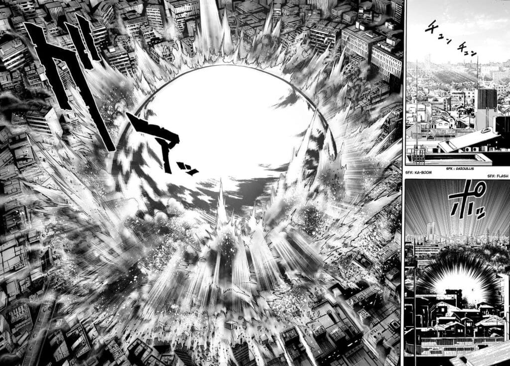 Comment composer une double-page en manga ? Extrait OnePunchMan YusukeMURATA01