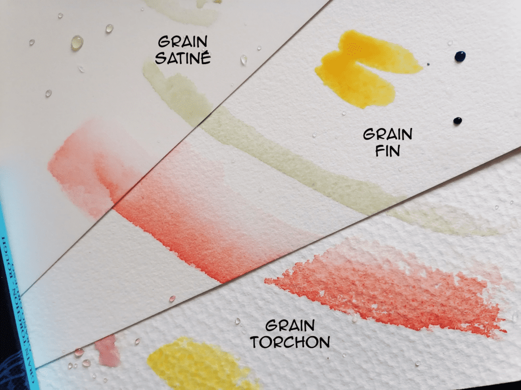 différents grains de papier aquarelle
