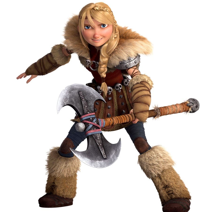 Astrid, personnage de Dragon, a des vêtements qui jouent beaucoup sur l'épaisseur de la fourrure pour lui donner une silhouette caractéristique.
