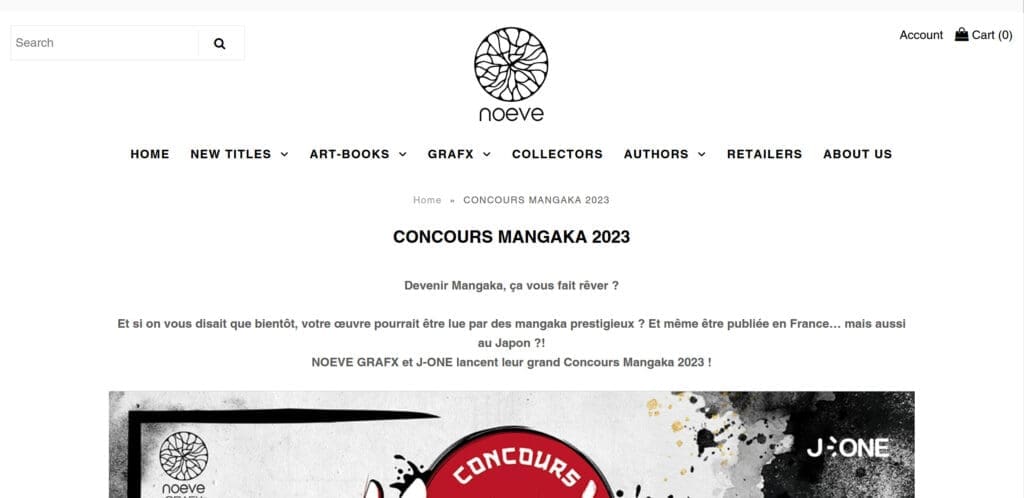 Concours Mangaka proposé par les Éditions NOEVE GRAPHX & J-ONE